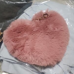 Pink Heart-Shaped Fur Bag